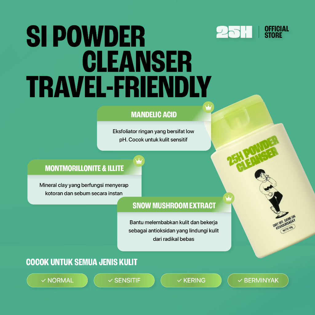 25H Powder Cleanser - Praktis dan Travel Friendly