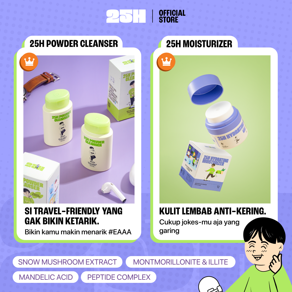 25H Skincare Starter Pack – Membersihkan & Melembabkan Wajah Bro