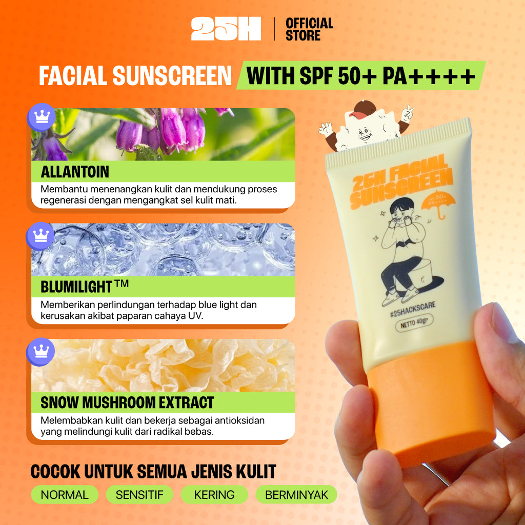25H Skincare Routine Sample Set, Powder Cleanser + Facial Sunscreen + Hydrating Moisturizer